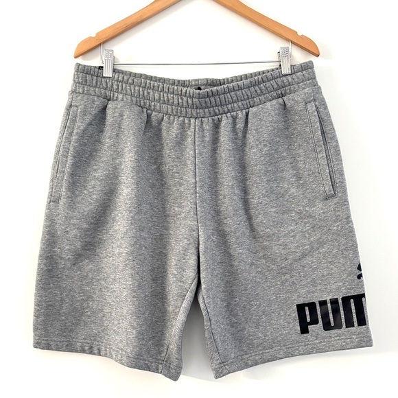 Puma Men's Size‎ XL Shorts Big Logo Sports Relaxed Fit Gray Pockets - Picture 1 of 11